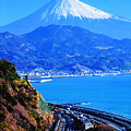 薩埵峠から見る東海道本線と富士山