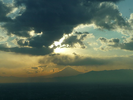100310-富士山と夕陽